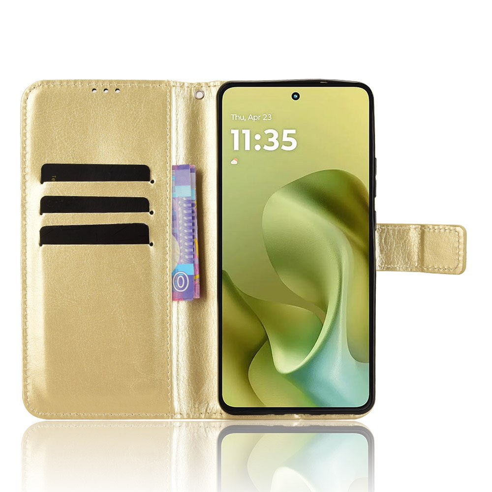 EIDERWOOD Motorola Moto G86 Power Kunstskinn Flip Deksel med Kortholder & Ståfunksjon - Gull