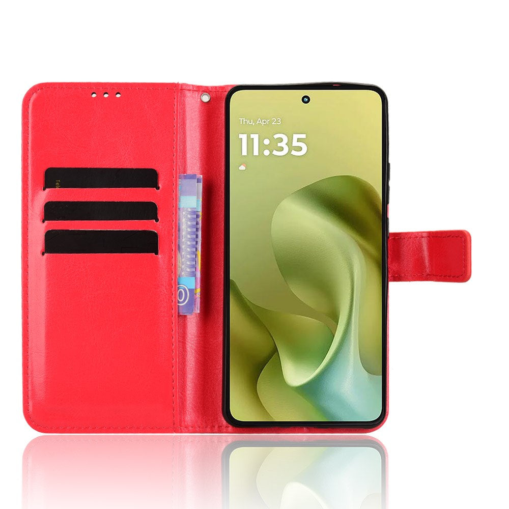 EIDERWOOD Motorola Moto G86 Power Kunstskinn Flip Deksel med Kortholder & Ståfunksjon - Rød