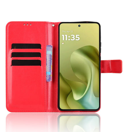 EIDERWOOD Motorola Moto G86 Power Kunstskinn Flip Deksel med Kortholder & Ståfunksjon - Rød