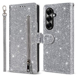 EIDERWOOD Samsung Galaxy Z Fold7 Glitter Flip Deksel m. Lommebok & Stropp - Sølv
