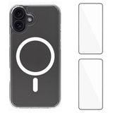 iPhone 17 Hybrid Deksel inkl. 2 x Skjermbeskyttere - MagSafe Kompatibel - Gjennomsiktig / Hvit