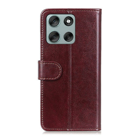 EIDERWOOD Motorola Moto G56 Kunstskinn Flip Deksel m. Kortholder & Ståfunksjon - Brun