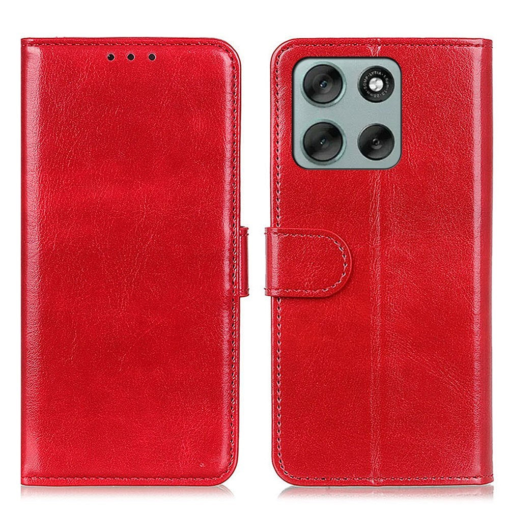 EIDERWOOD Motorola Moto G56 Kunstskinn Flip Deksel m. Kortholder & Ståfunksjon - Rød