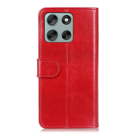 EIDERWOOD Motorola Moto G56 Kunstskinn Flip Deksel m. Kortholder & Ståfunksjon - Rød