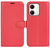 OPPO A5x (5G) / OPPO A5x (4G) EIDERWOOD Kunstskinn Flip Deksel med Kortholder & Ståfunksjon - Rød