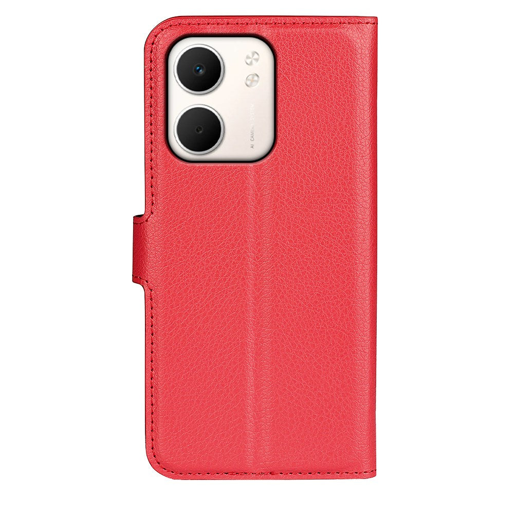 OPPO A5x (5G) / OPPO A5x (4G) EIDERWOOD Kunstskinn Flip Deksel med Kortholder & Ståfunksjon - Rød