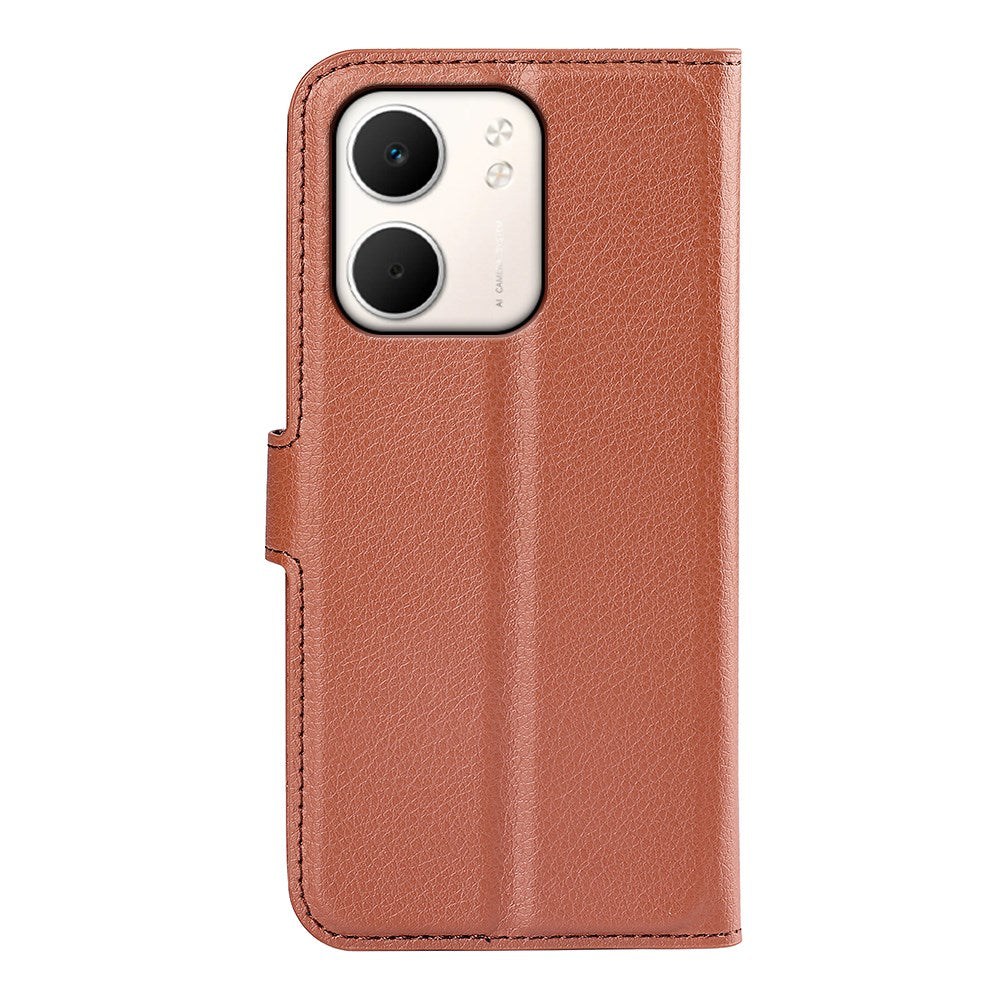 OPPO A5x (5G) / OPPO A5x (4G) EIDERWOOD Kunstskinn Flip Deksel med Kortholder & Ståfunksjon - Brun