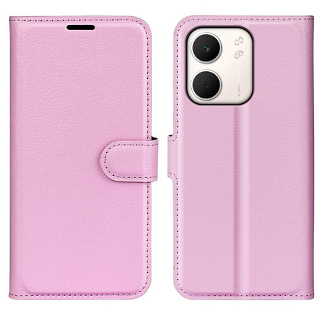 OPPO A5x (5G) / OPPO A5x (4G) EIDERWOOD Kunstskinn Flip Deksel med Kortholder & Ståfunksjon - Rosa