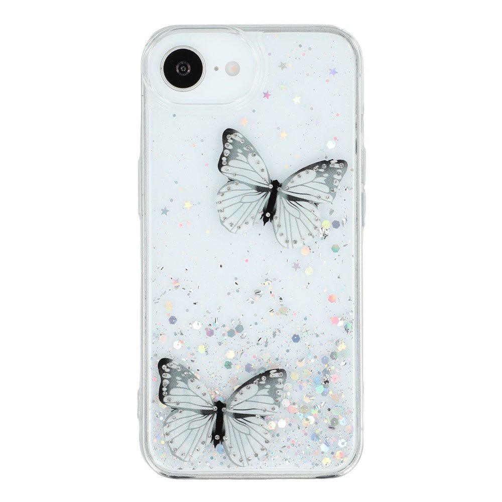 EIDERWOOD iPhone 17e / 16e Fleksibelt Plast Deksel med Sommerfugler - Gjennomsiktig