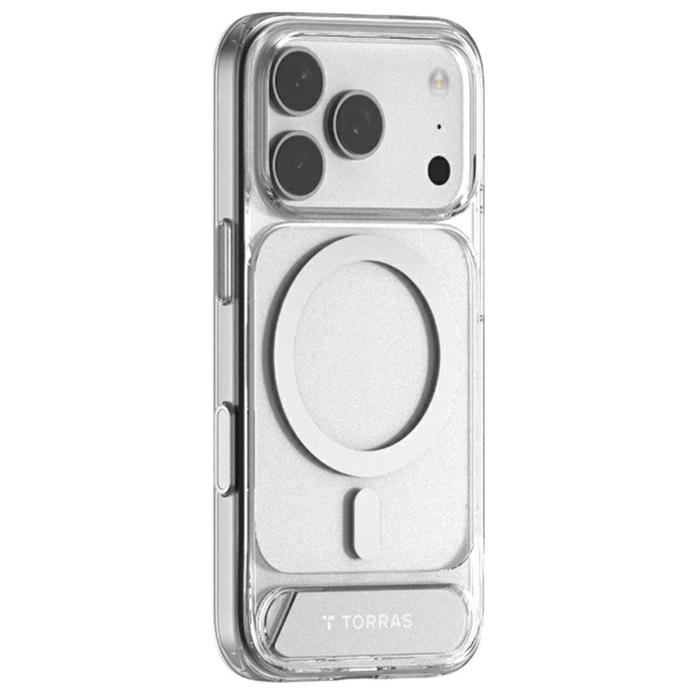 TORRAS iPhone 17 Pro Max Pstand Hybrid Deksel m. Kickstand - MagSafe Kompatibel - Gjennomsiktig