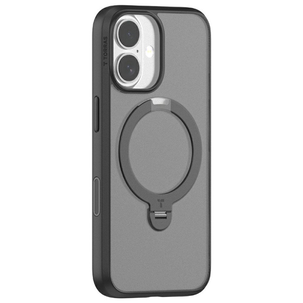 TORRAS iPhone 17 Ostand Spin Hybrid Deksel m. Roterende Kickstand - MagSafe Kompatibel - Svart
