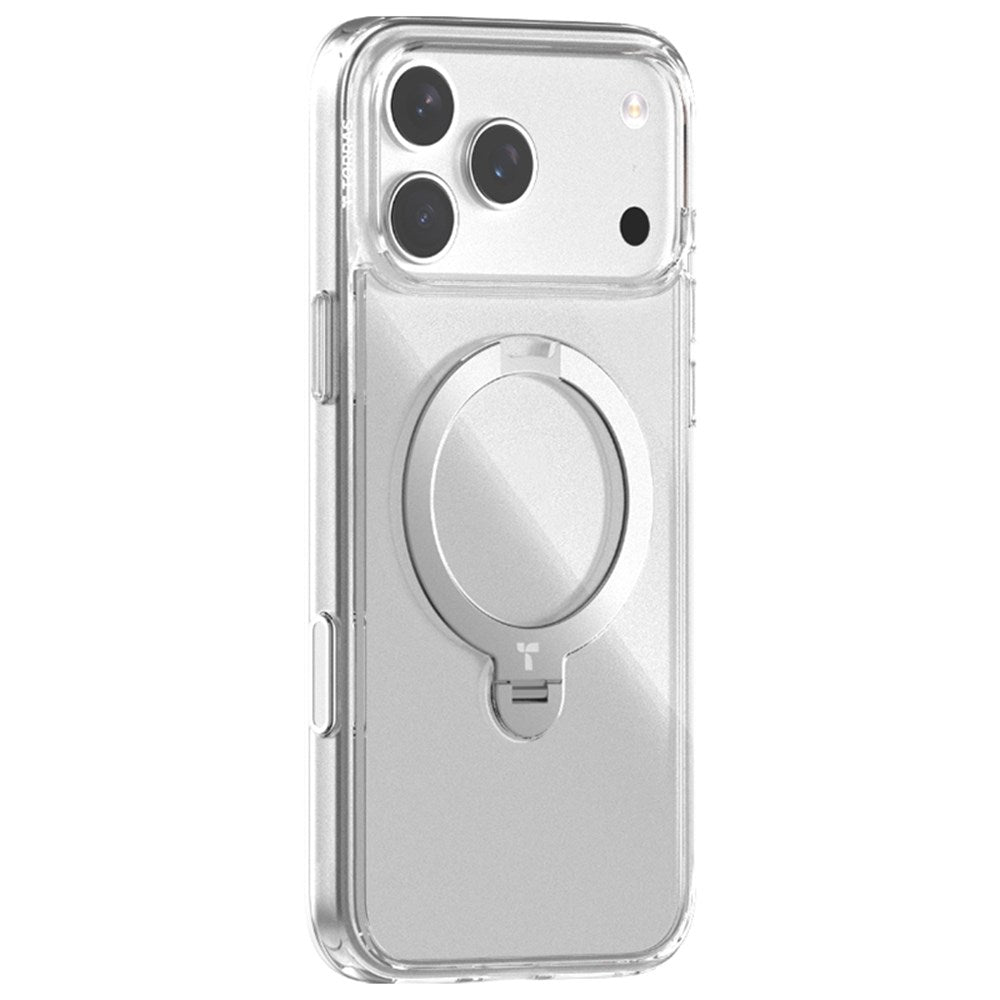TORRAS iPhone 17 Pro Ostand Spin Hybrid Deksel m. Roterende Kickstand - MagSafe Kompatibel - Gjennomsiktig