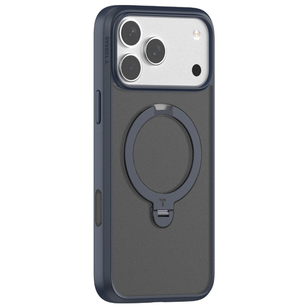 TORRAS iPhone 17 Pro Ostand Spin Hybrid Deksel m. Roterende Kickstand - MagSafe Kompatibel - Blå