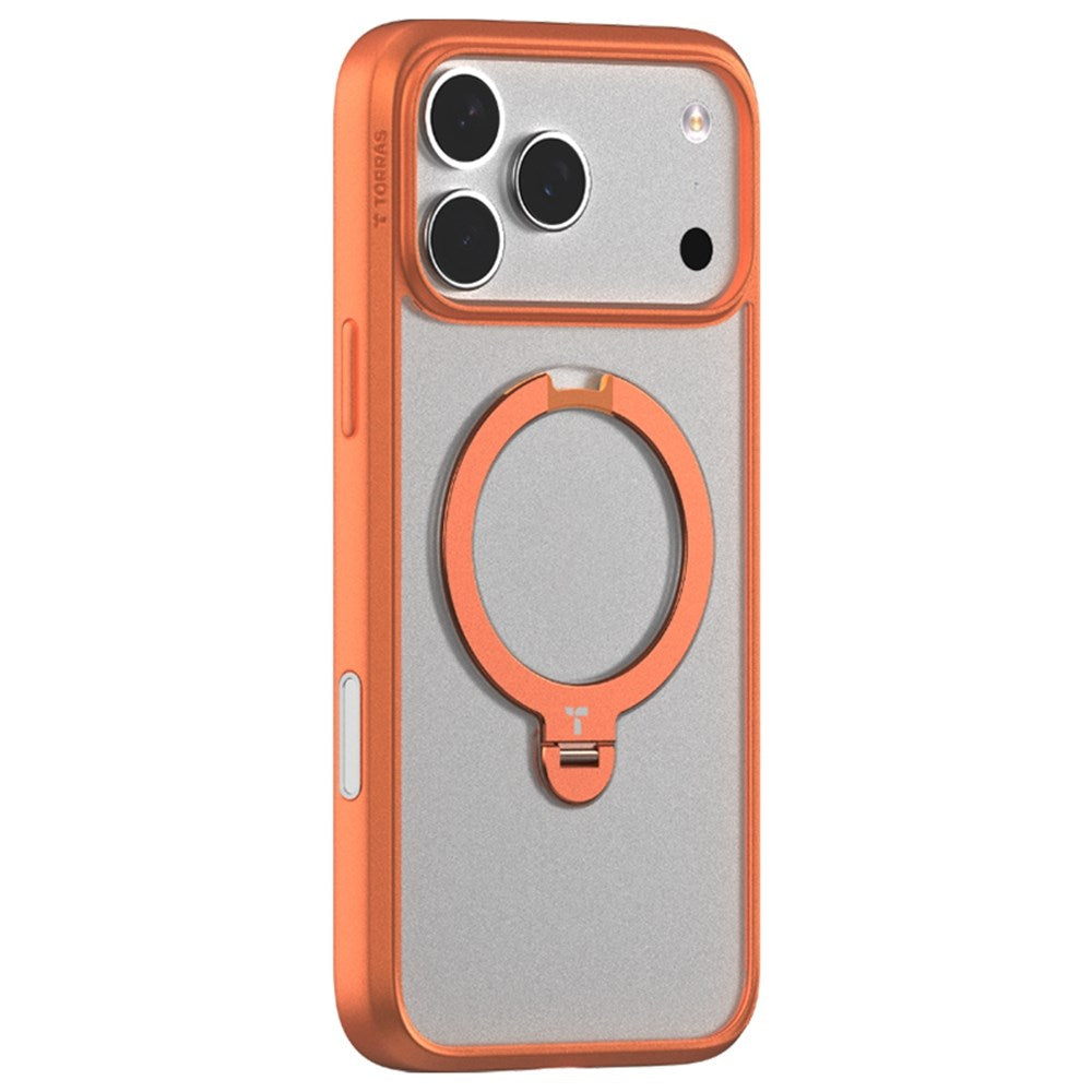 TORRAS iPhone 17 Pro Max Ostand Spin Hybrid Deksel m. Roterende Kickstand - MagSafe Kompatibel - Oransje