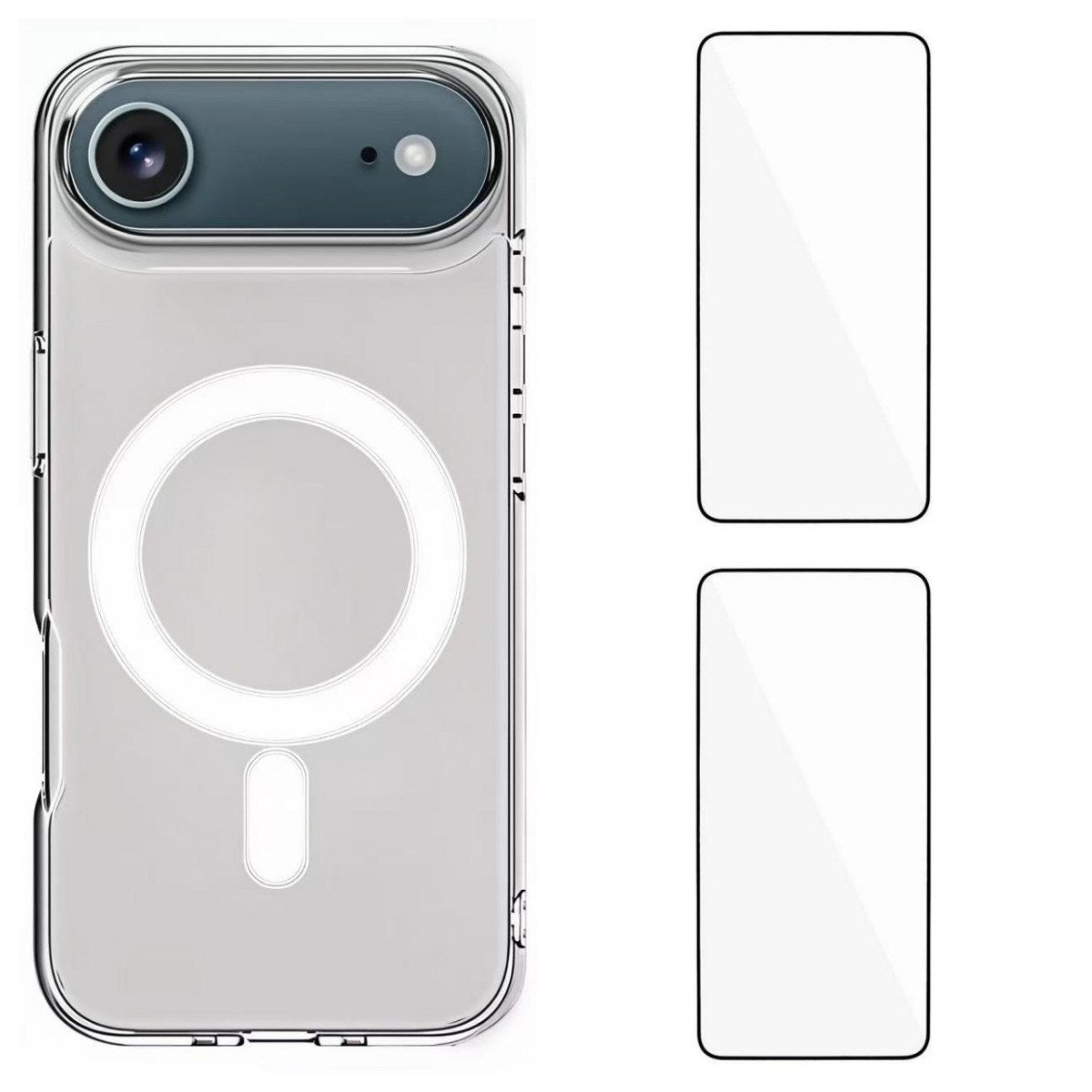 iPhone Air Hybrid Deksel inkl. 2 x Skjermbeskyttere - MagSafe Kompatibel - Gjennomsiktig / Hvit