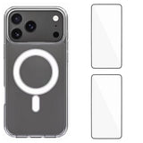 iPhone 17 Pro Hybrid Deksel inkl. 2 x Skjermbeskyttere - MagSafe Kompatibel - Gjennomsiktig / Hvit