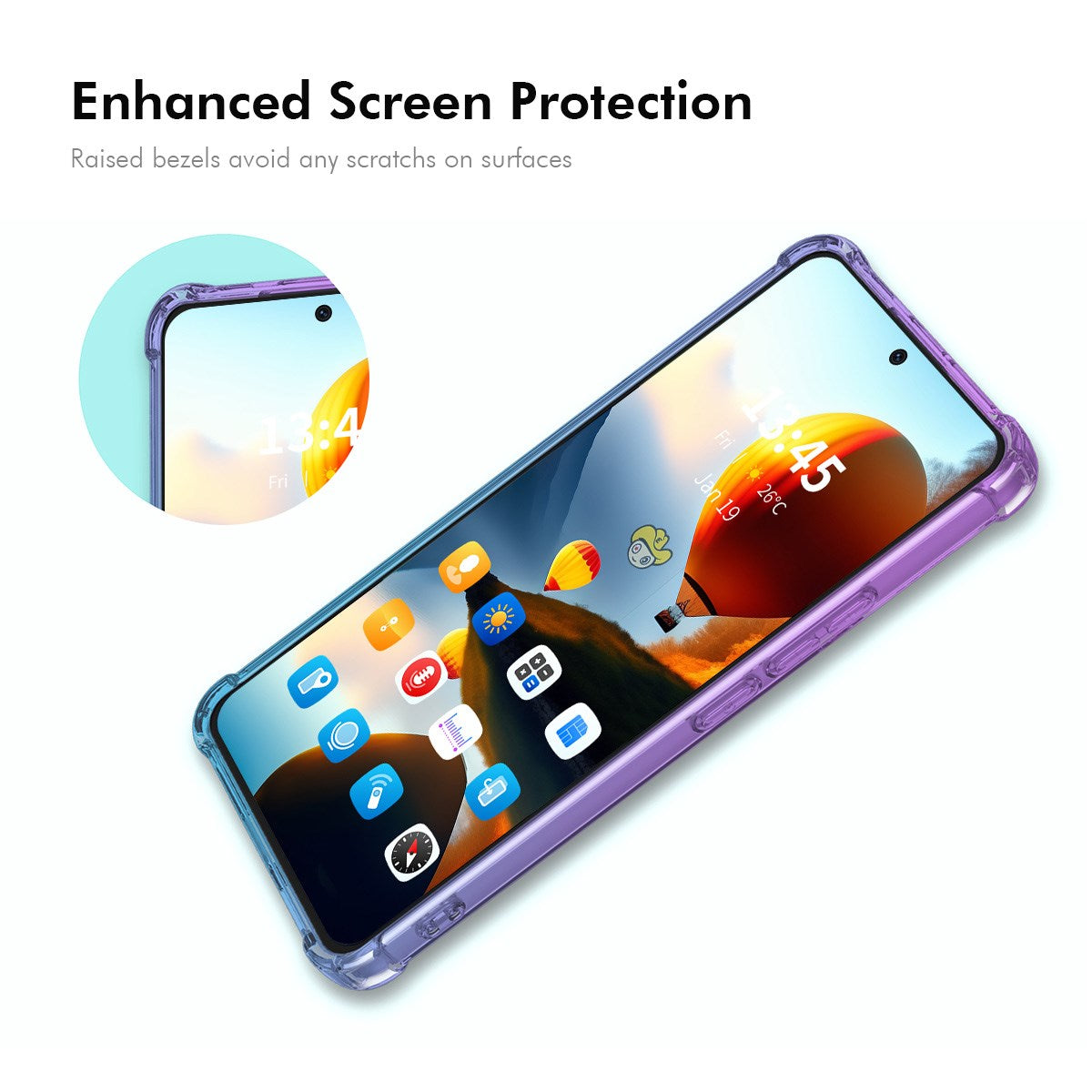 ENKAY Motorola Moto G86 Power Fleksibelt Plast Deksel m. Støtdempende Hjørner - Lilla / Blå