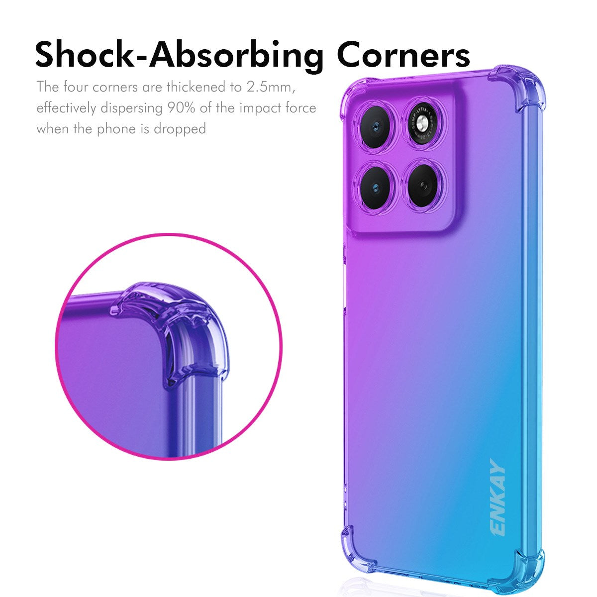 ENKAY Motorola Moto G86 Power Fleksibelt Plast Deksel m. Støtdempende Hjørner - Rosa / Gull