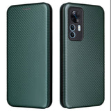 Xiaomi 12T / 12T Pro Carbon Fiber Flipdeksel i Plast - Grønn
