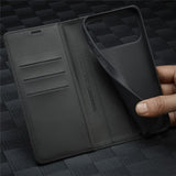 iPhone 18 Pro Max / 17 Pro Max LC.IMEEKE Kunstskinn Flip Deksel med Karbonfiber - Svart / Rød Vertikal Stripe