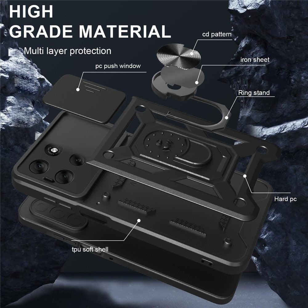 EIDERWOOD Motorola Moto G56 Hybrid Håndverker Deksel m. Kickstand & Cam Slider - Rød