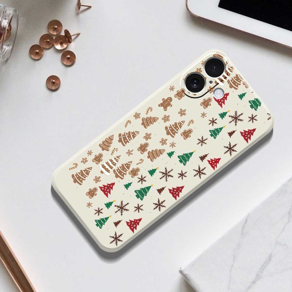 EIDERWOOD iPhone 17 Jule Deksel - Fleksibel Plast - Pepperkakemenn & Juletrær / Beige
