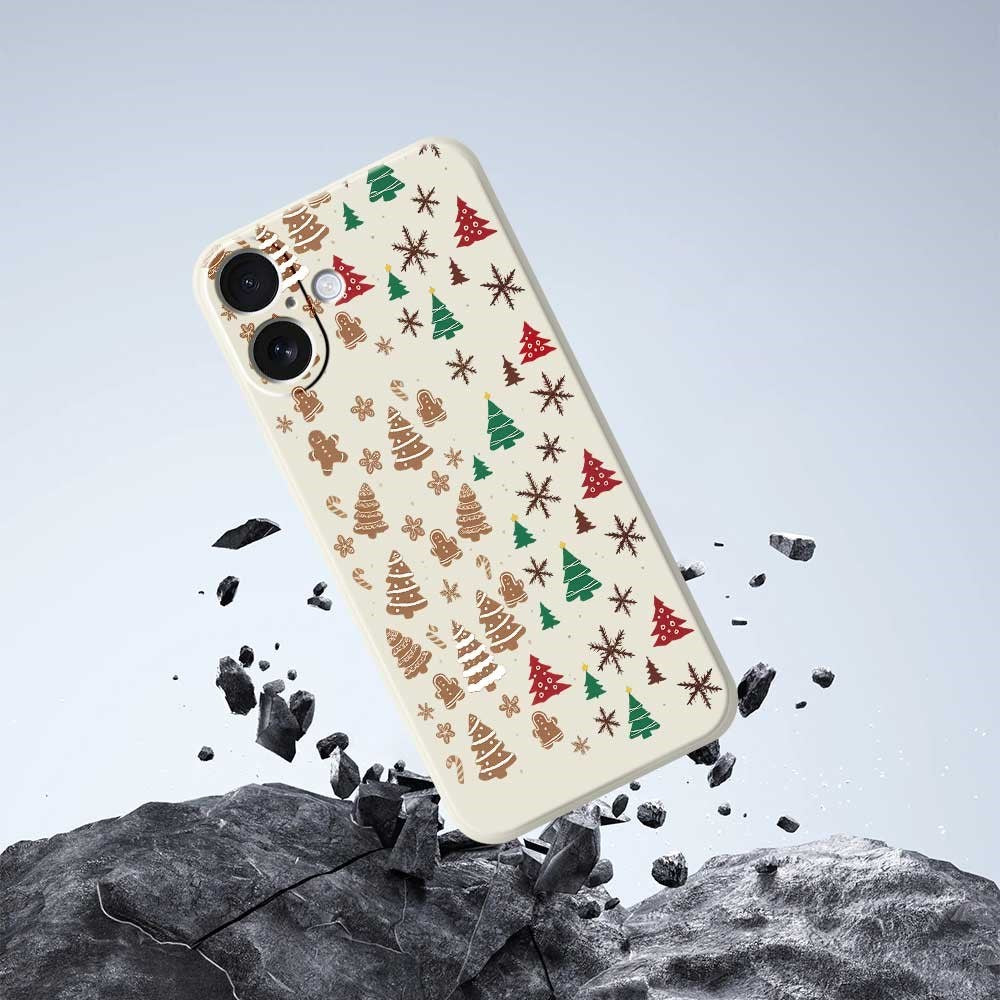 EIDERWOOD iPhone 17 Jule Deksel - Fleksibel Plast - Pepperkakemenn & Juletrær / Grønn