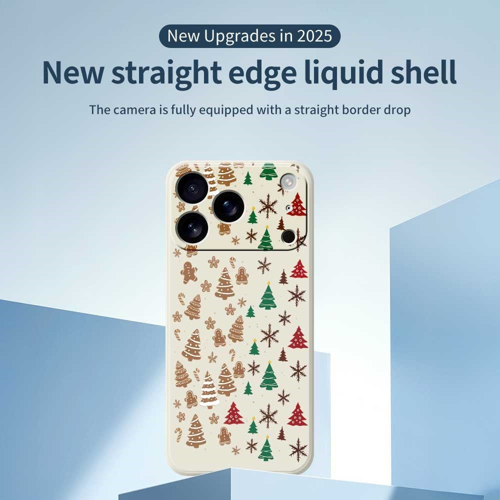 EIDERWOOD iPhone 17 Pro Jule Deksel - Fleksibel Plast - Pepperkakemenn & Juletrær / Beige