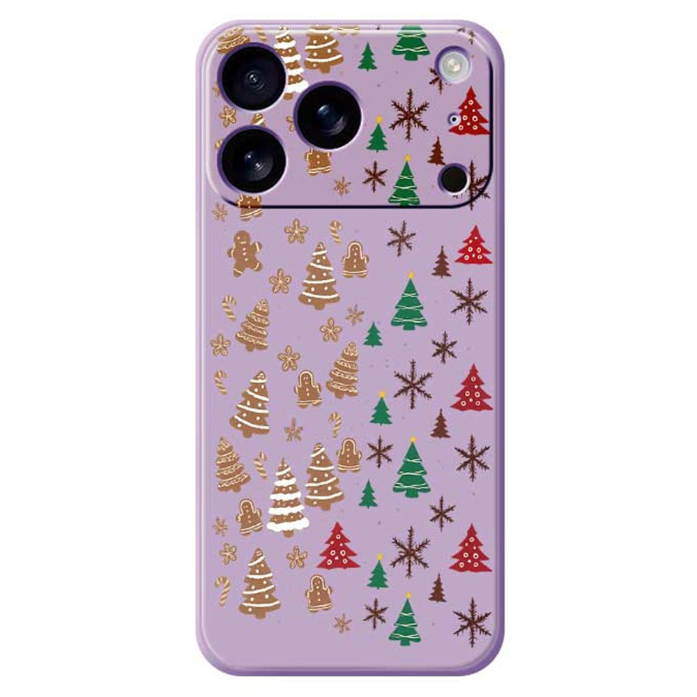 EIDERWOOD iPhone 17 Pro Jule Deksel - Fleksibel Plast - Pepperkakemenn & Juletrær / Lilla