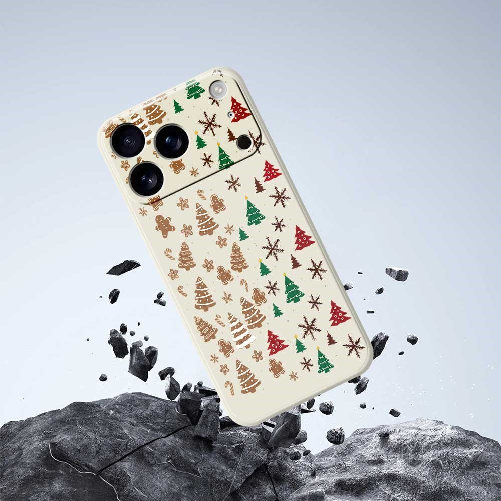EIDERWOOD iPhone 17 Pro Jule Deksel - Fleksibel Plast - Pepperkakemenn & Juletrær / Lilla