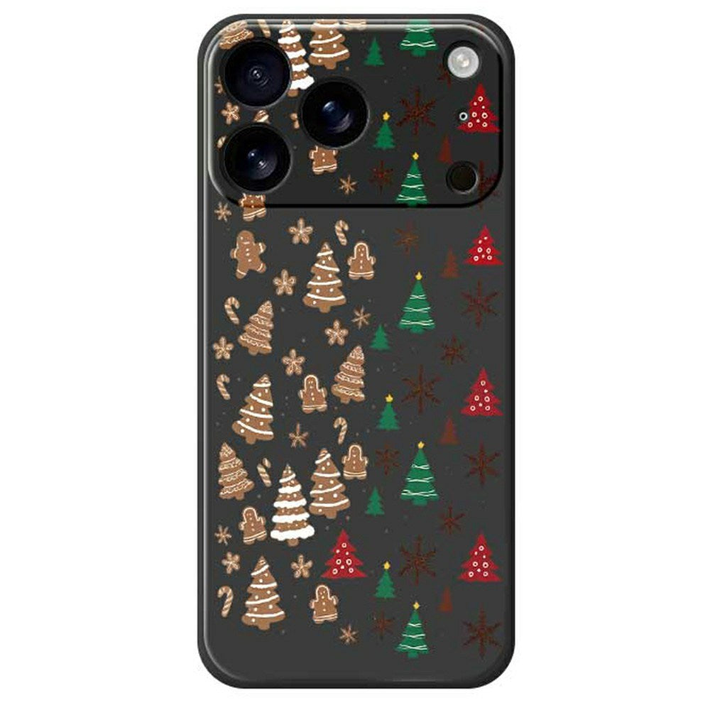 EIDERWOOD iPhone 17 Pro Max Jule Deksel - Fleksibel Plast - Pepperkakemenn & Juletrær / Svart