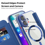 EIDERWOOD iPhone 17 Flipp Deksel med Gjennomsiktig Bakside – MagSafe Kompatibel – Mørk Blå