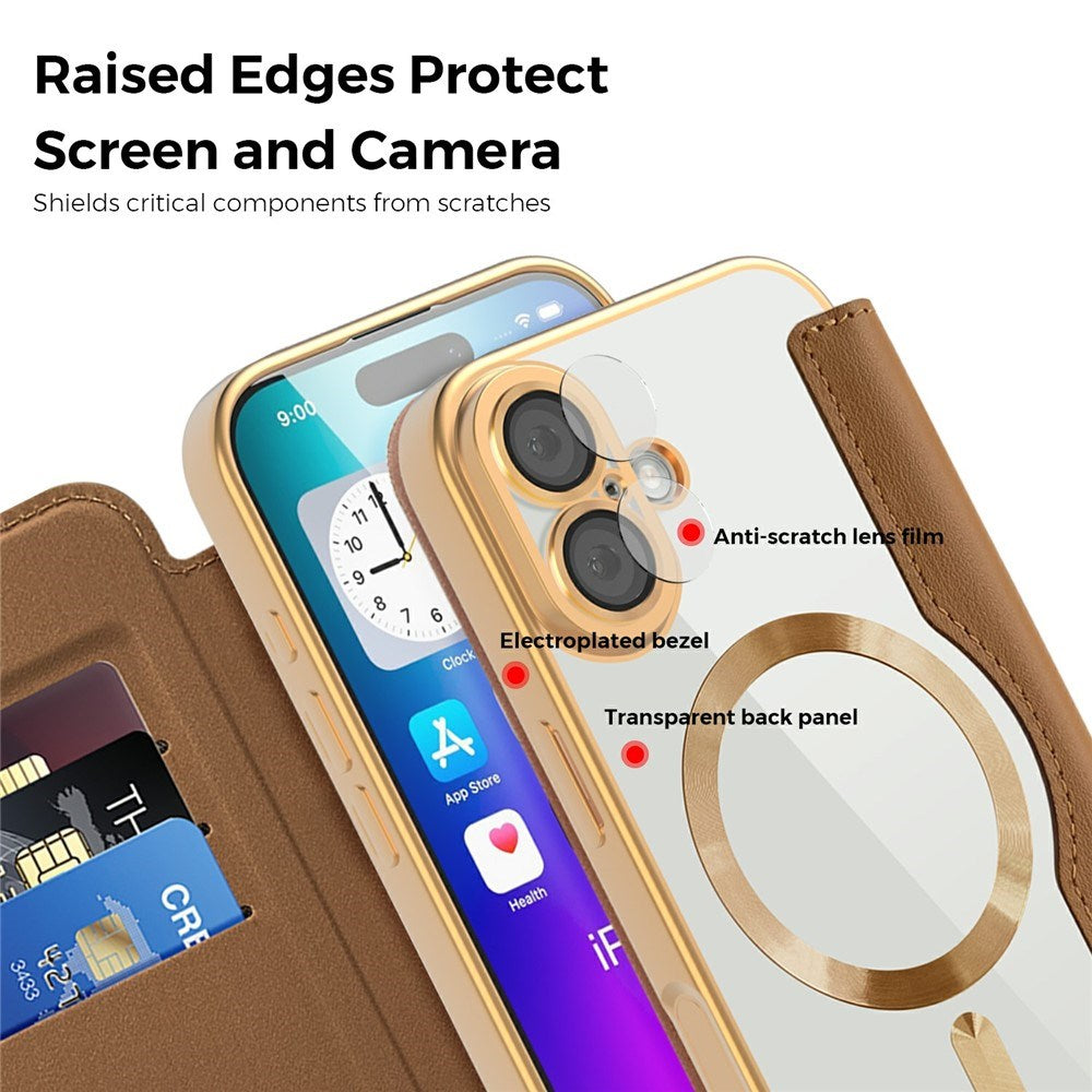 EIDERWOOD iPhone 17 Flipp Deksel med Gjennomsiktig Bakside – MagSafe Kompatibel – Brun