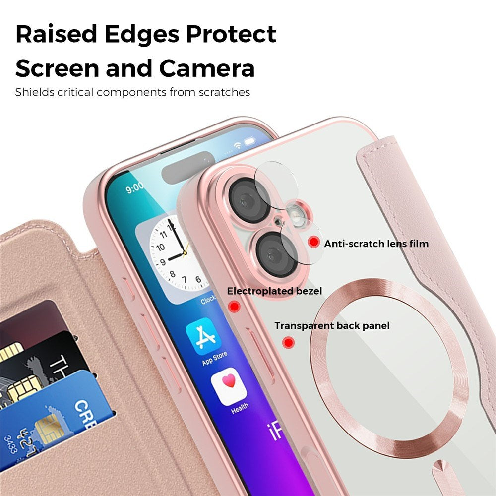 EIDERWOOD iPhone 17 Flipp Deksel med Gjennomsiktig Bakside – MagSafe Kompatibel – Rosa