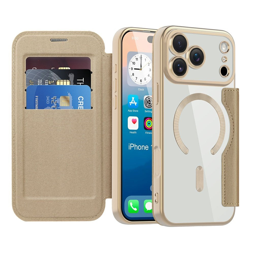 EIDERWOOD iPhone 17 Pro Flipp Deksel med Gjennomsiktig Bakside – MagSafe Kompatibel – Gull