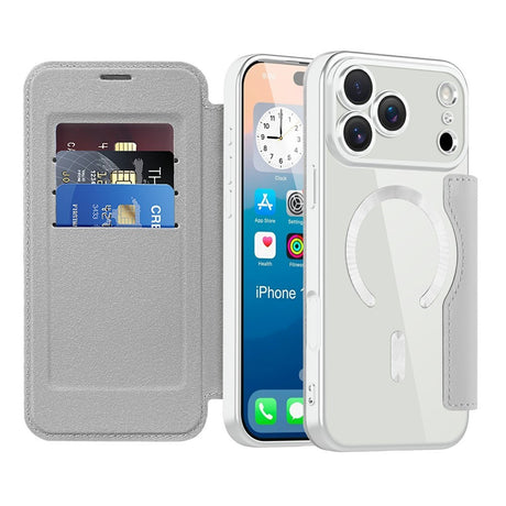 EIDERWOOD iPhone 17 Pro Flipp Deksel med Gjennomsiktig Bakside – MagSafe Kompatibel – Grå