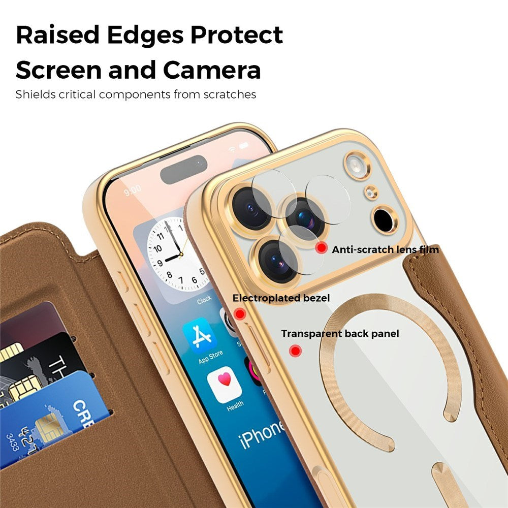 EIDERWOOD iPhone 17 Pro Flipp Deksel med Gjennomsiktig Bakside – MagSafe Kompatibel – Brun