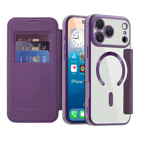 EIDERWOOD iPhone 17 Pro Flipp Deksel med Gjennomsiktig Bakside – MagSafe Kompatibel – Lilla