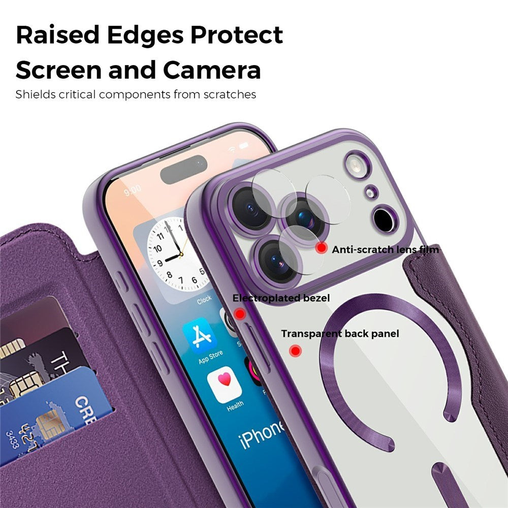 EIDERWOOD iPhone 17 Pro Flipp Deksel med Gjennomsiktig Bakside – MagSafe Kompatibel – Lilla