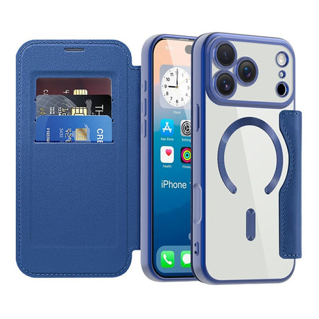 EIDERWOOD iPhone 17 Pro Flipp Deksel med Gjennomsiktig Bakside – MagSafe Kompatibel – Mørk Blå