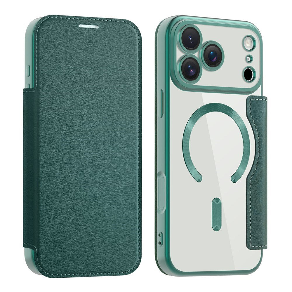 EIDERWOOD iPhone 17 Pro Flipp Deksel med Gjennomsiktig Bakside – MagSafe Kompatibel – Grønn