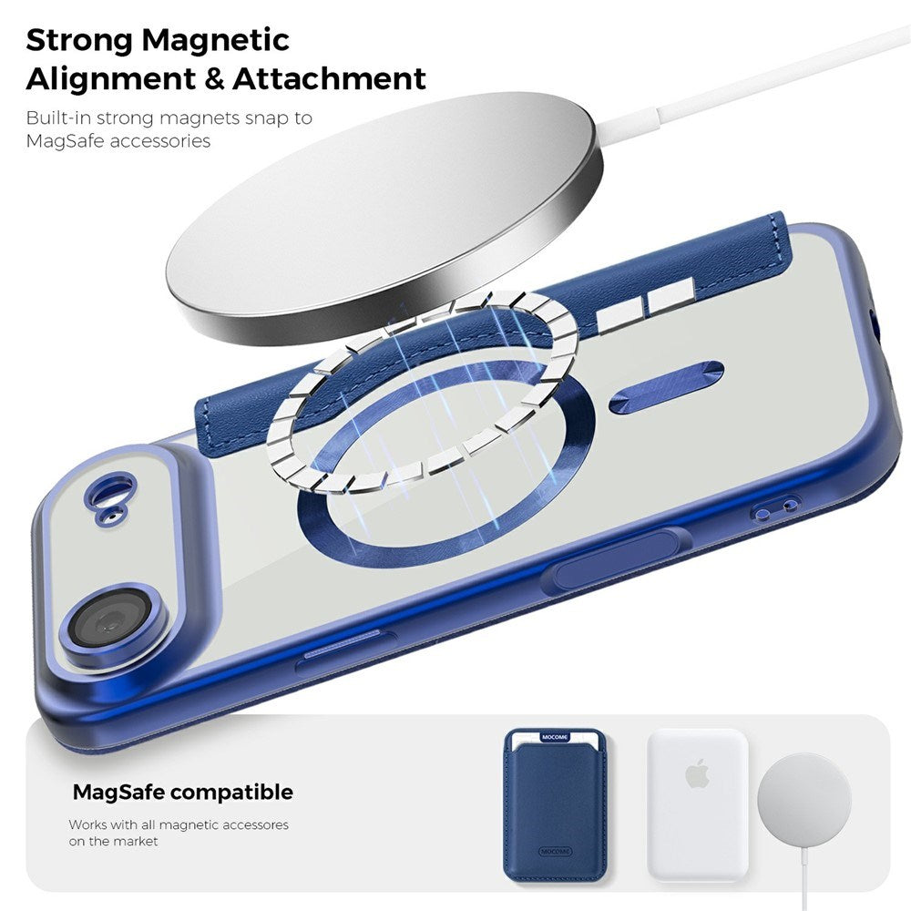 EIDERWOOD iPhone Air Flipp Deksel med Gjennomsiktig Bakside – MagSafe Kompatibel – Mørk Blå