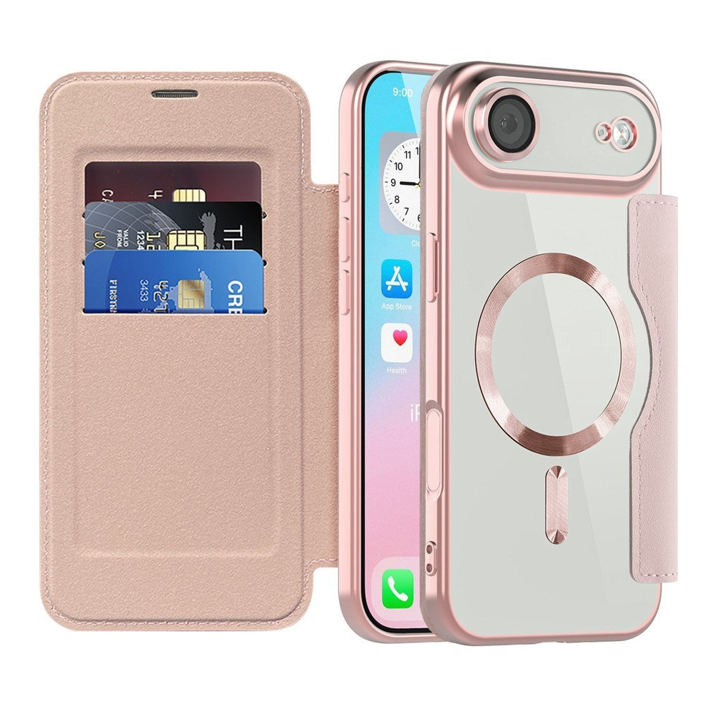 EIDERWOOD iPhone Air Flipp Deksel med Gjennomsiktig Bakside – MagSafe Kompatibel – Rosa
