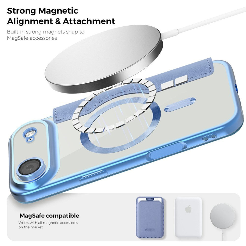 EIDERWOOD iPhone Air Flipp Deksel med Gjennomsiktig Bakside – MagSafe Kompatibel – Lys Blå