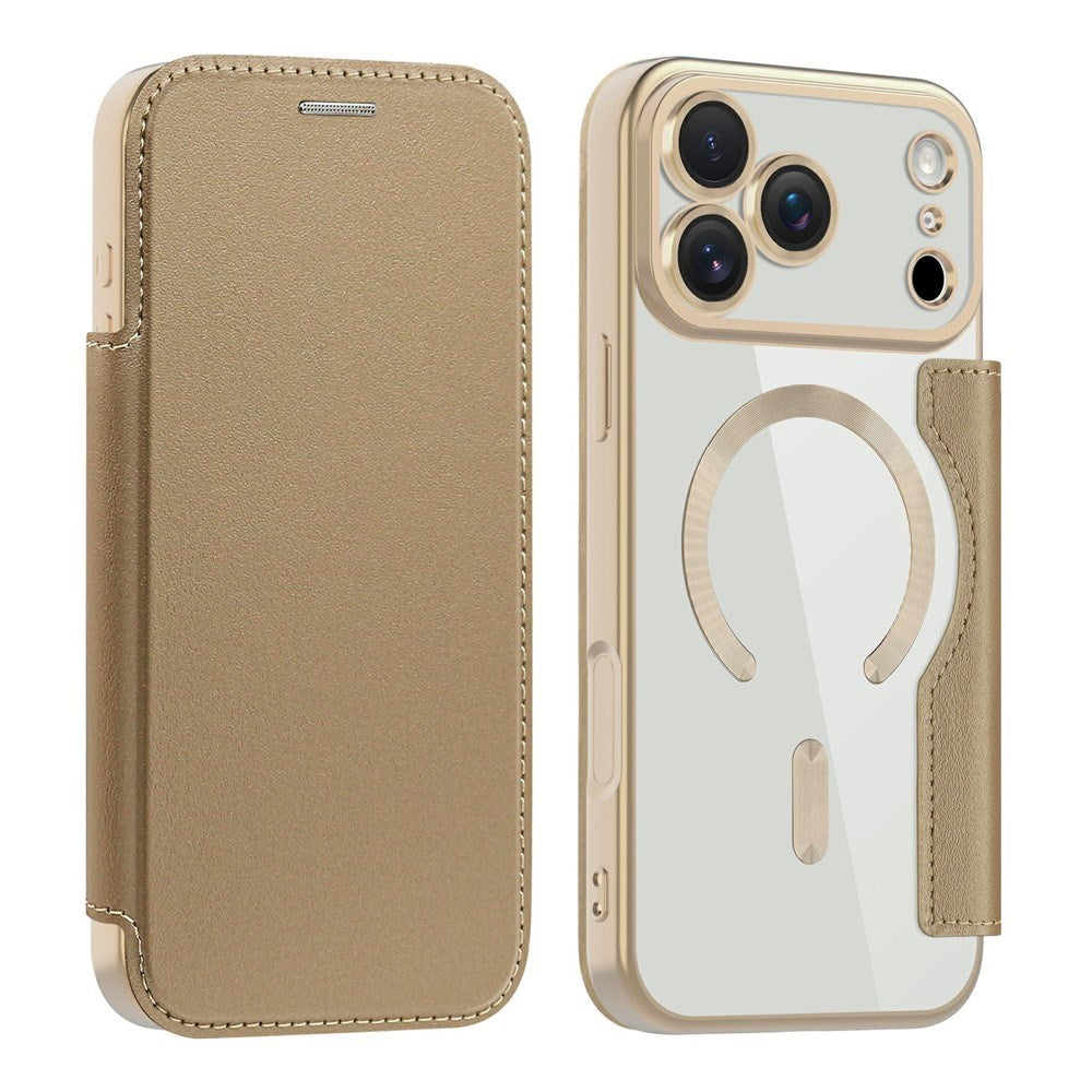 EIDERWOOD iPhone 17 Pro Max Flipp Deksel med Gjennomsiktig Bakside – MagSafe Kompatibel – Gull