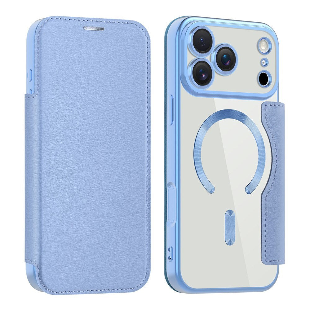 EIDERWOOD iPhone 17 Pro Max Flipp Deksel med Gjennomsiktig Bakside – MagSafe Kompatibel – Lys Blå