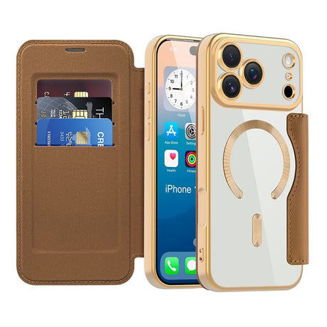 EIDERWOOD iPhone 17 Pro Max Flipp Deksel med Gjennomsiktig Bakside – MagSafe Kompatibel – Brun