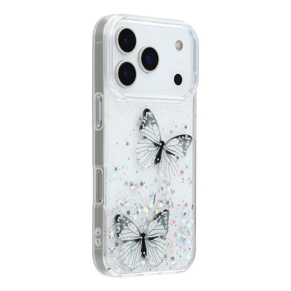 EIDERWOOD iPhone 17 Pro Fleksibelt Plast Deksel med Sommerfugler - Gjennomsiktig