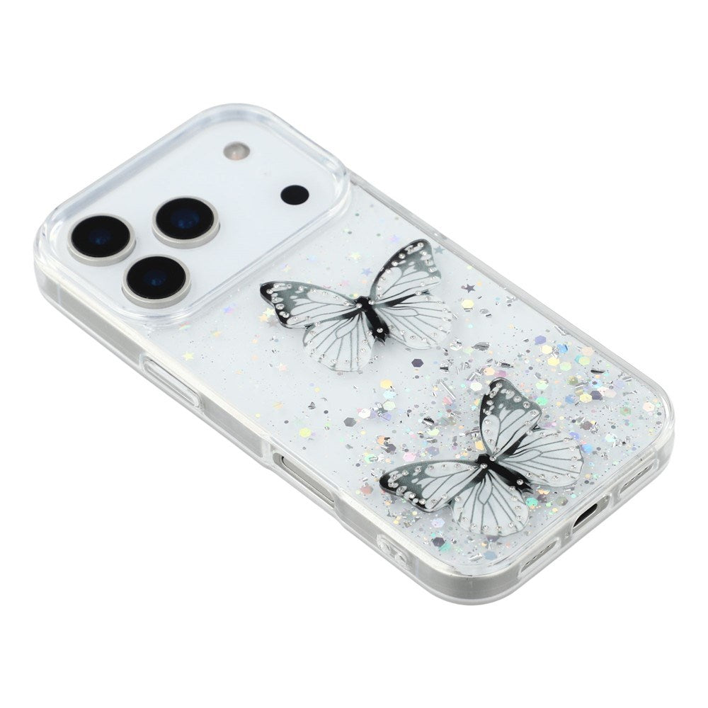EIDERWOOD iPhone 17 Pro Fleksibelt Plast Deksel med Sommerfugler - Gjennomsiktig
