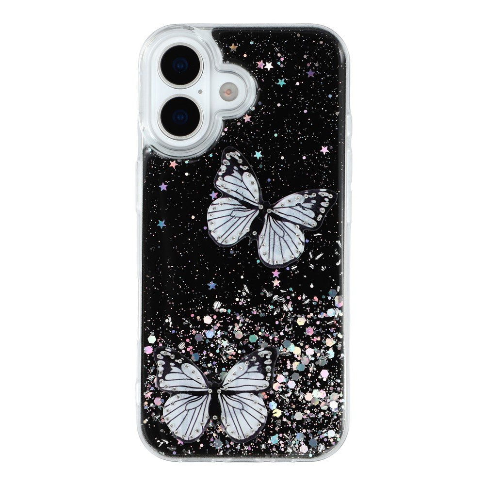 EIDERWOOD iPhone 17 Fleksibelt Plast Deksel med Sommerfugler - Gjennomsiktig / Svart